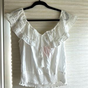 Nwt ruffle eyelet white top